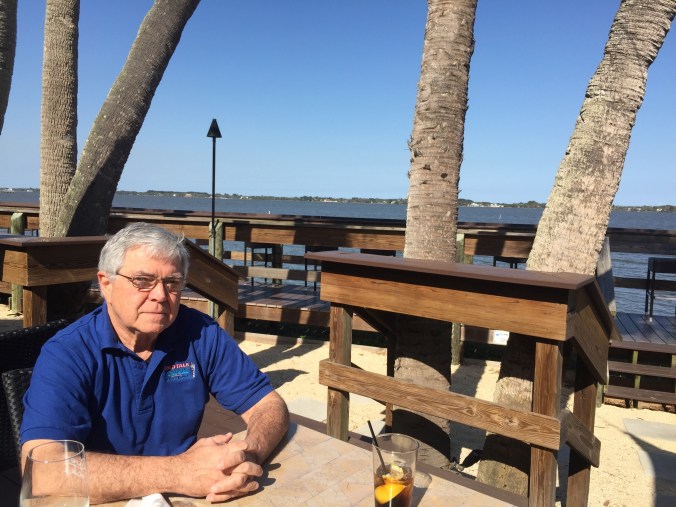 Lunching on the deck at River Rocks after our radio show. 